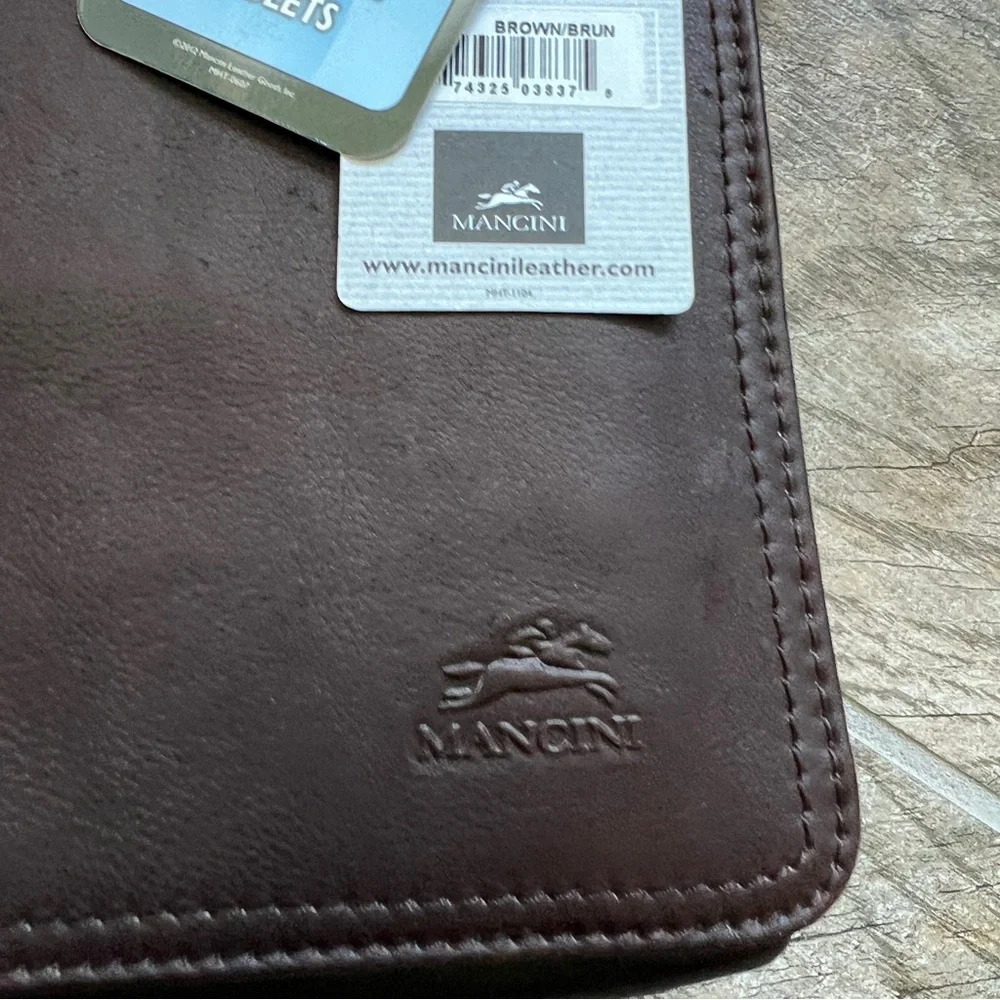 NWT! Mancini 100% Leather, Flap Messenger Bag for Laptops and Tablets, Brown - Picture 3 of 13